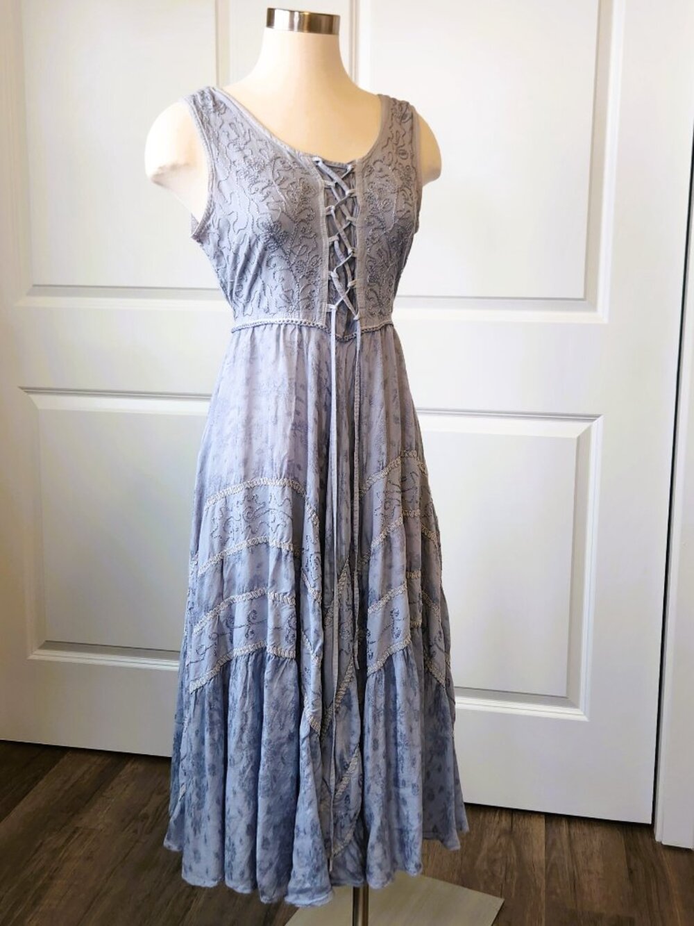 Scully Honey Creek Blue Lace Front Midi Dress Size Large